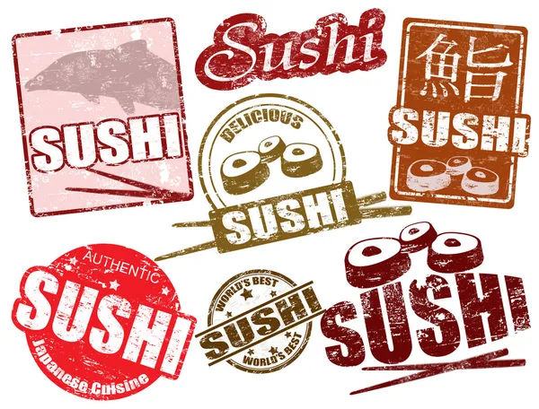 Sushi znaczki — Wektor stockowy