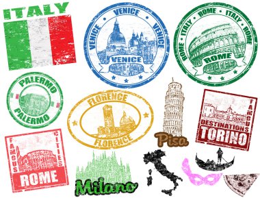 Stamps with Italy clipart