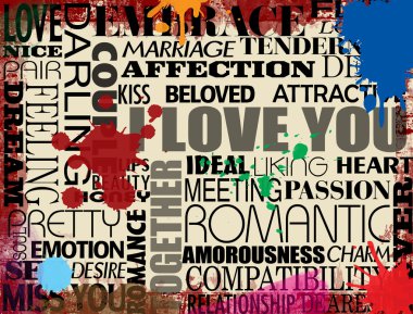 Various love word clipart