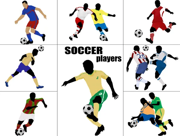 Silhouette des joueurs de football — Image vectorielle