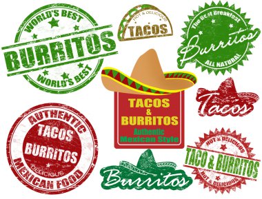 Tacos and burritos stamps clipart