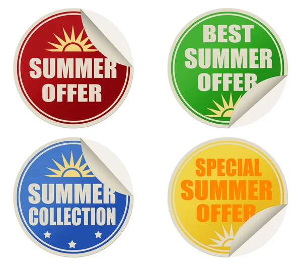 Mejores ofertas de verano pegatinas conjunto — Archivo Imágenes Vectoriales