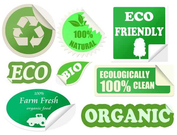 Set of organic stickers — Stock Vector