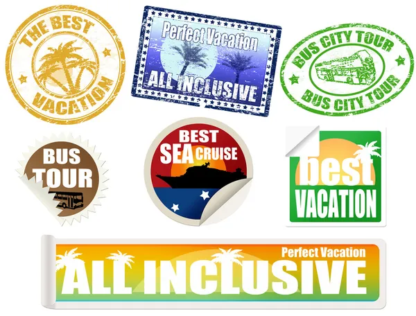 Set of vacation labels and stamps — Stock Vector