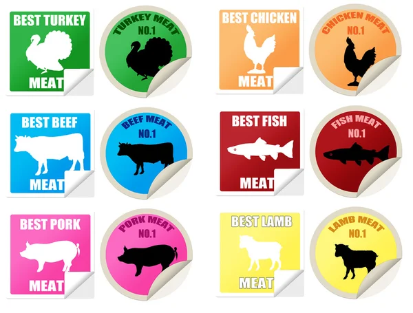 Conjunto de autocolantes de carne — Vetor de Stock