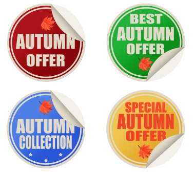 Best autumn offers stickers set clipart