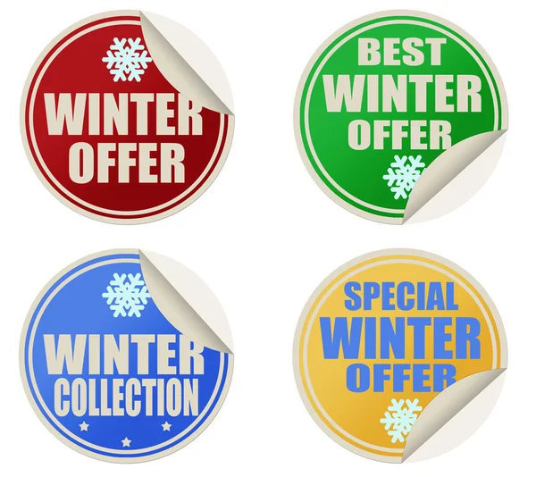 Best winter offers stickers set — Stock Vector