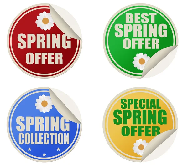 Mejores ofertas de primavera pegatinas conjunto — Vector de stock