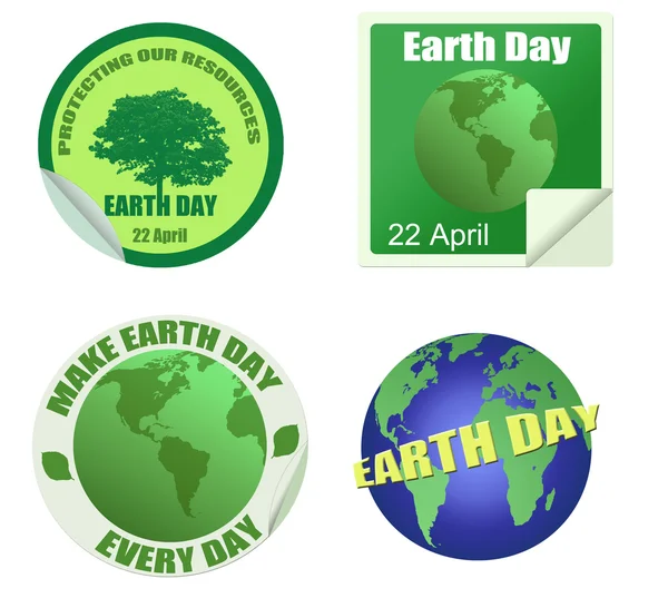 Set autocollants Jour de la Terre — Image vectorielle