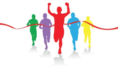 Colorful group of runners clipart