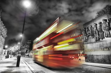 Bus in london during the night clipart