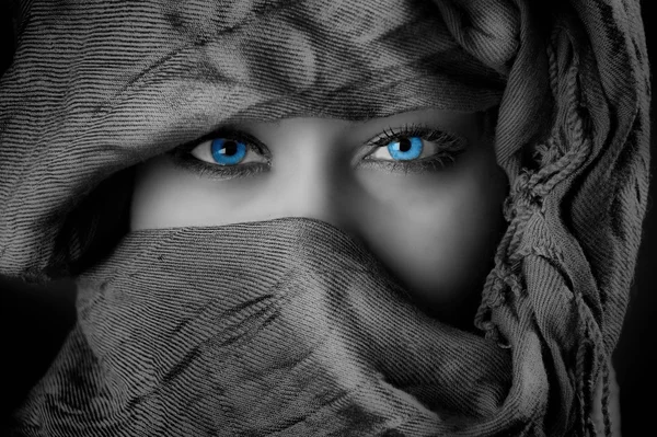 Arabské modré oči Stock Snímky