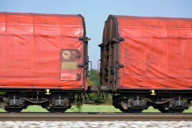 Freight train on rails clipart