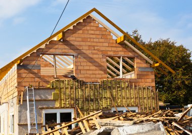 Old house being renovated clipart