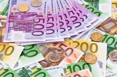 Many euro banknotes clipart