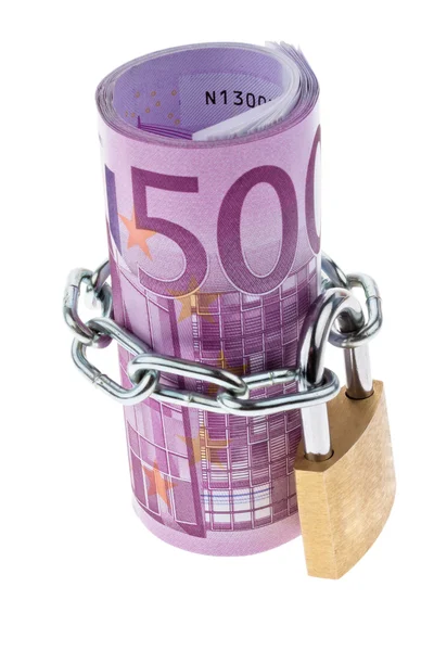 Banconota in euro completa di catena — Foto Stock