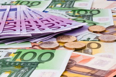 Many euro banknotes clipart