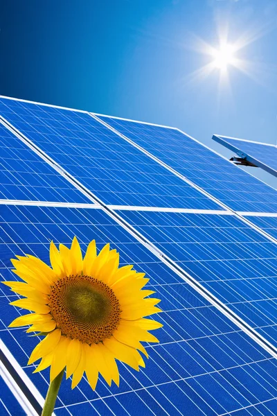 Vaihtoehtoinen aurinkoenergia. aurinkovoimala — kuvapankkivalokuva
