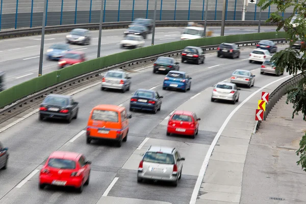Jam in traffic with cars on a highway stras — Stock Photo, Image