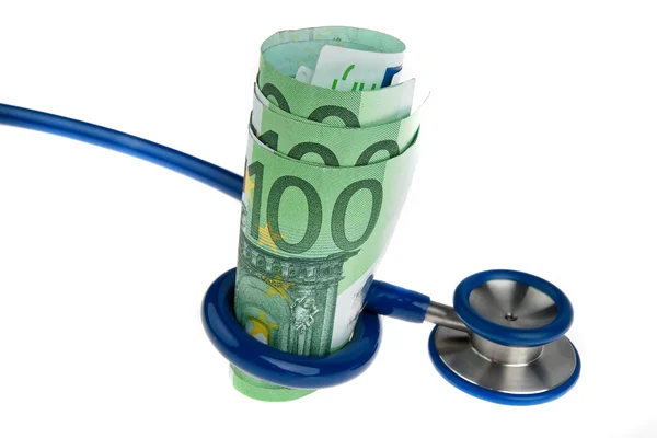 Costs of health with â‚¬ and stethoscope — Stock Photo, Image