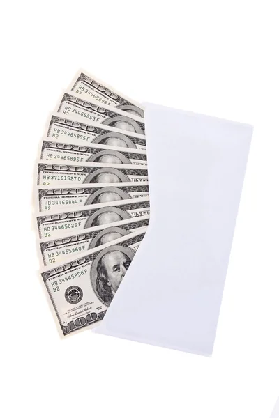 Billets en dollars américains dans une enveloppe — Photo