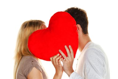 Loving couple kissing in clipart