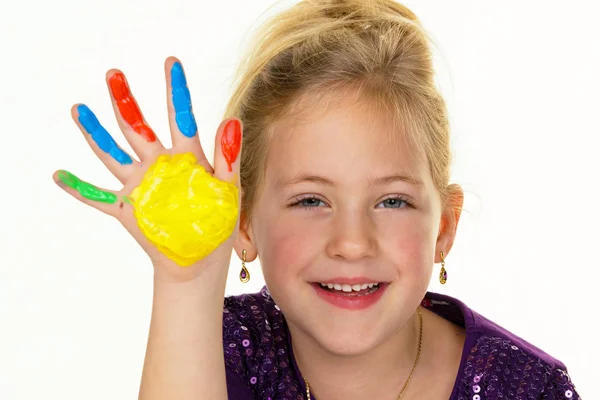 Дитячий живопис пальцями — стокове фото