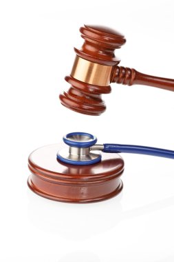 Judge hammer and stethoscope clipart