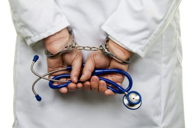 Doctor with handcuffs clipart