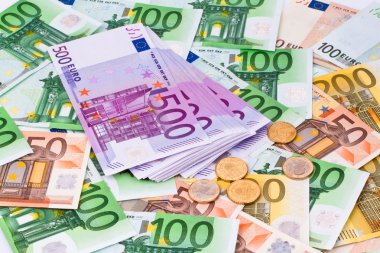 Many euro banknotes clipart