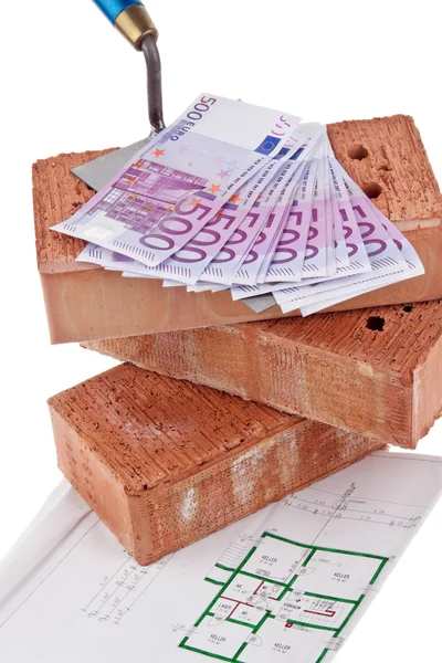 Construction, financing, building society. brick and — Stock Photo, Image