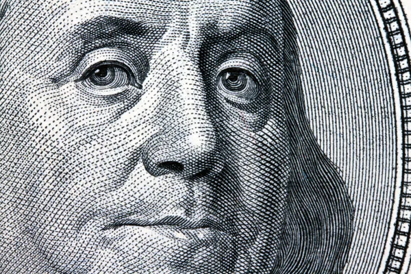 U.s. dollars bills. detail. franklin — Stock Photo, Image