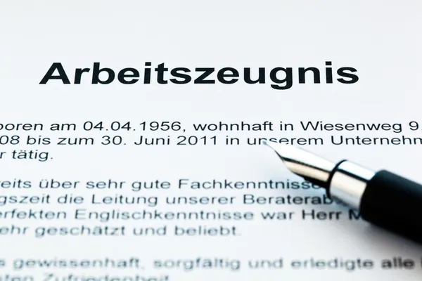 Робота сертифікат німецькою мовою — стокове фото
