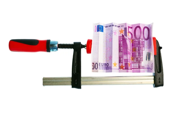 Eurosedel i klämman — Stockfoto