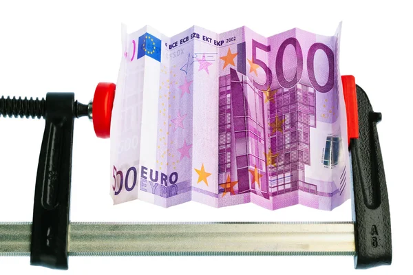 Euro banknote in clamp — Stock Photo, Image