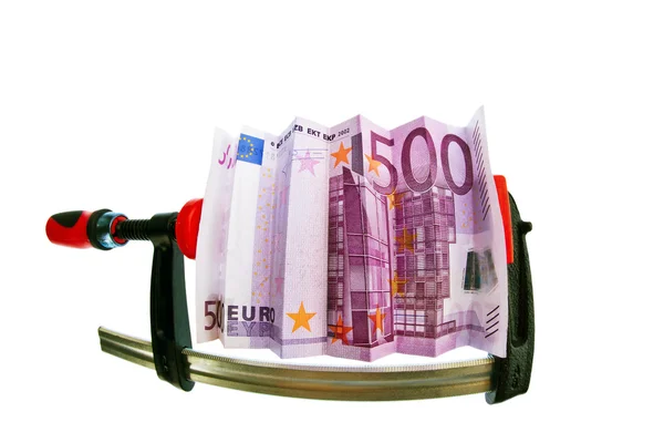 Euro-Banknote in der Klemme — Stockfoto