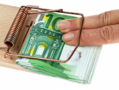 Mousetrap with € bills. clipart