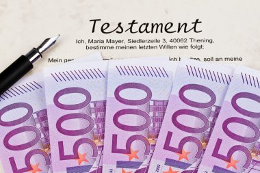 Euro banknotes and testament clipart