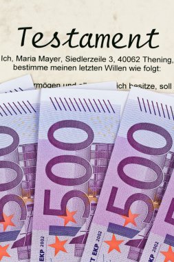 Euro banknotes and testament clipart