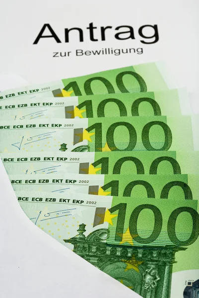 Billets en euros et application — Photo