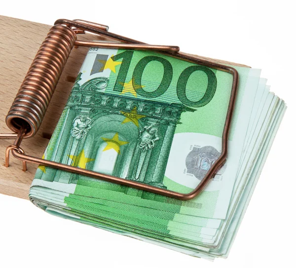 Mousetrap with € bills. — Stock Photo, Image