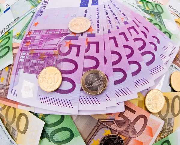 Euro-bankjegyek sok pénzt — Stock Fotó