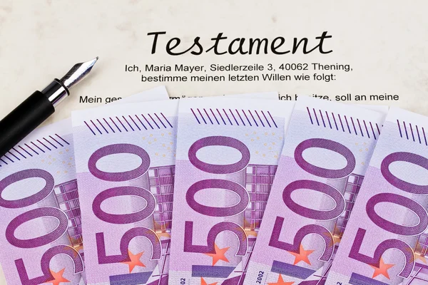 stock image Euro banknotes and testament