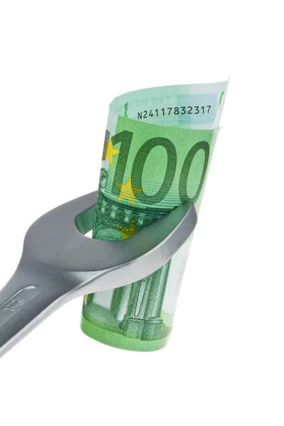 Euro banknotes and money tool — Stock Photo, Image