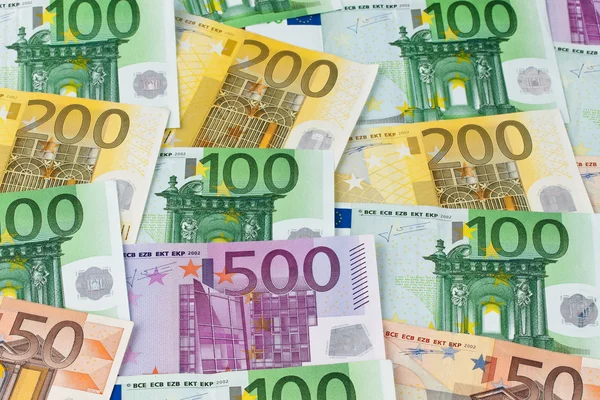 Birçok euro banknot para — Stok fotoğraf