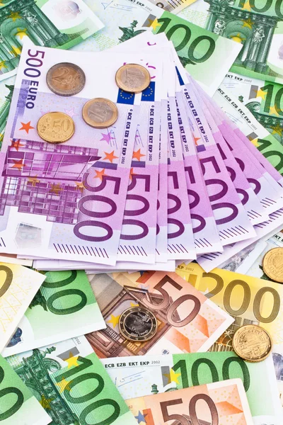 Många euron sedlar pengar — Stockfoto