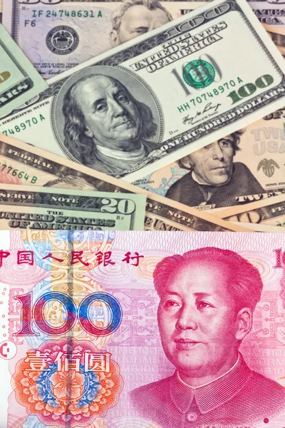China yuan de negócios e dólar — Fotografia de Stock