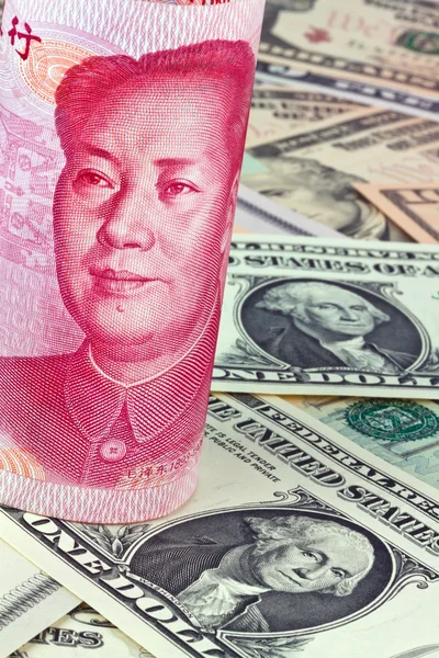Čína obchodní yuan a dolar — Stock fotografie