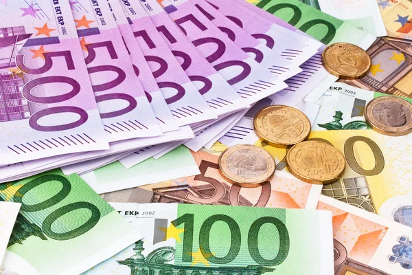 Many euro banknotes money — Stock Photo, Image