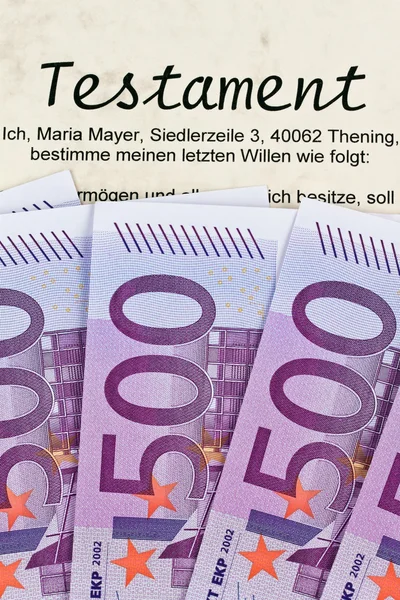 stock image Euro banknotes and testament